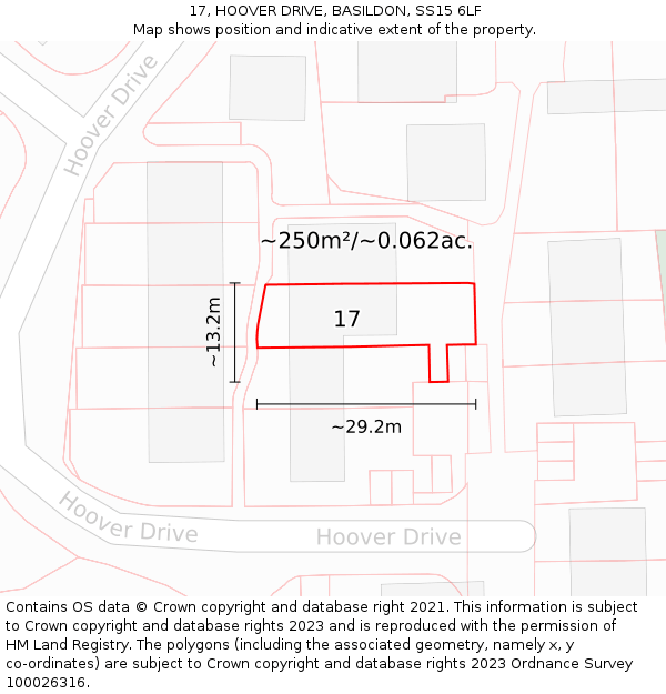 17, HOOVER DRIVE, BASILDON, SS15 6LF: Plot and title map