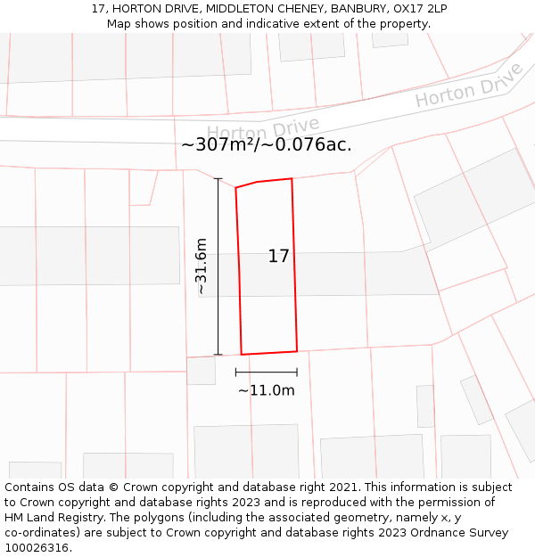 17, HORTON DRIVE, MIDDLETON CHENEY, BANBURY, OX17 2LP: Plot and title map