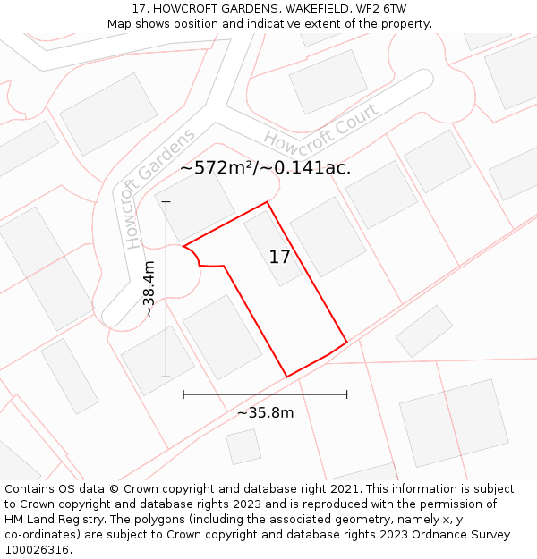 17, HOWCROFT GARDENS, WAKEFIELD, WF2 6TW: Plot and title map