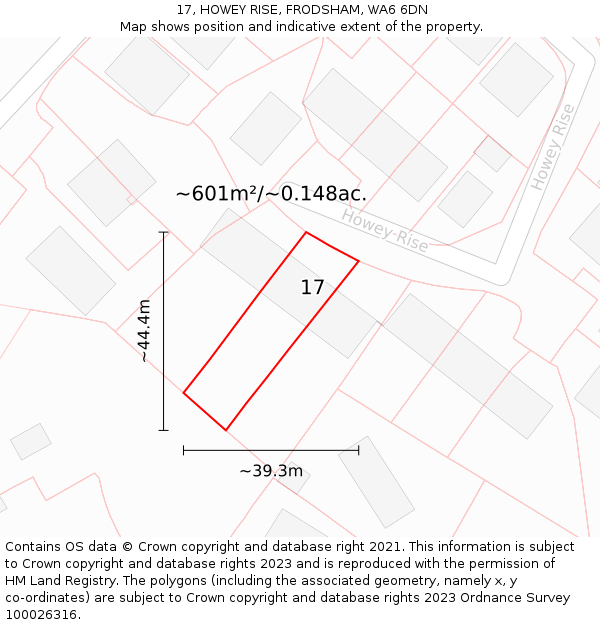 17, HOWEY RISE, FRODSHAM, WA6 6DN: Plot and title map