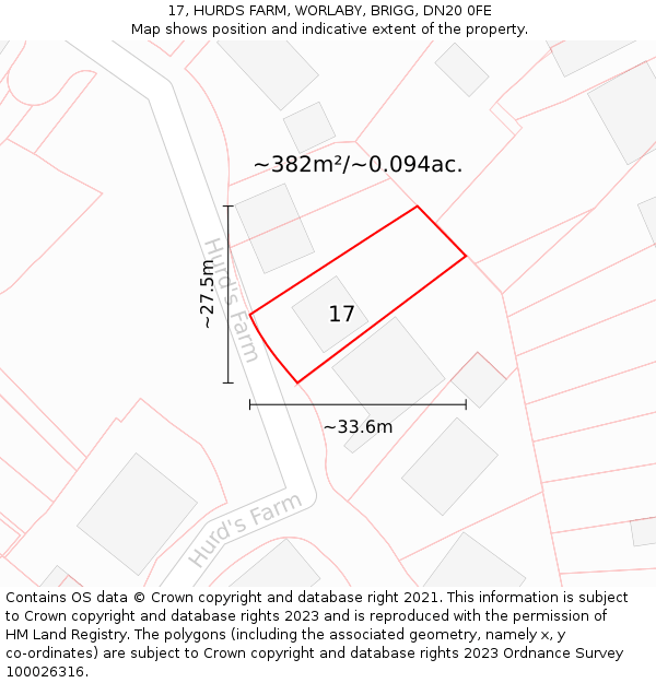 17, HURDS FARM, WORLABY, BRIGG, DN20 0FE: Plot and title map