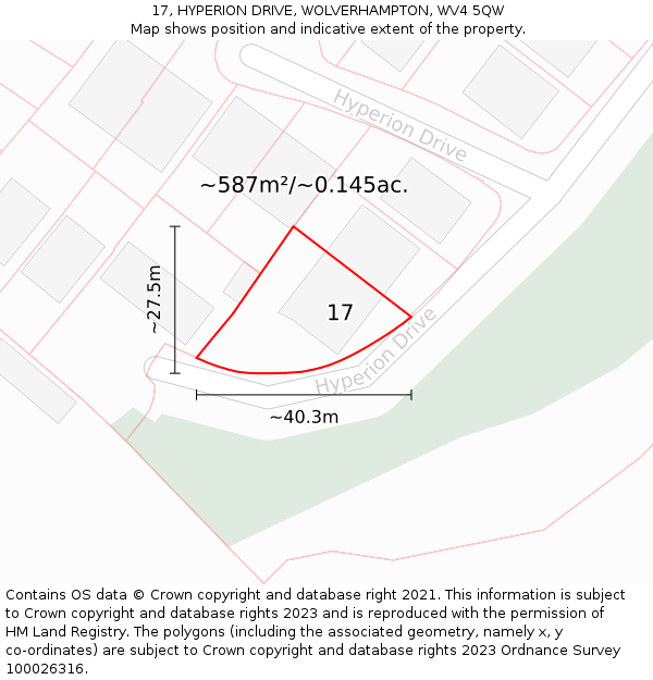 17, HYPERION DRIVE, WOLVERHAMPTON, WV4 5QW: Plot and title map