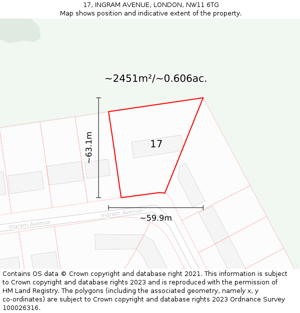 17, INGRAM AVENUE, LONDON, NW11 6TG: Plot and title map