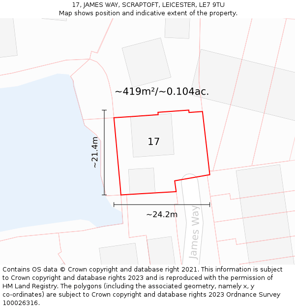 17, JAMES WAY, SCRAPTOFT, LEICESTER, LE7 9TU: Plot and title map