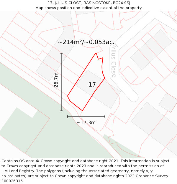 17, JULIUS CLOSE, BASINGSTOKE, RG24 9SJ: Plot and title map