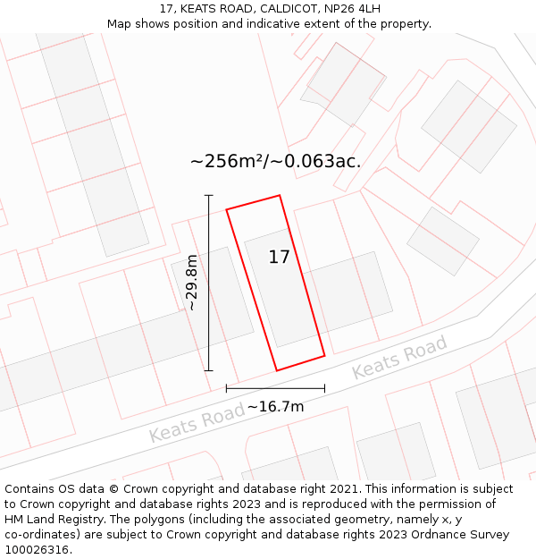 17, KEATS ROAD, CALDICOT, NP26 4LH: Plot and title map