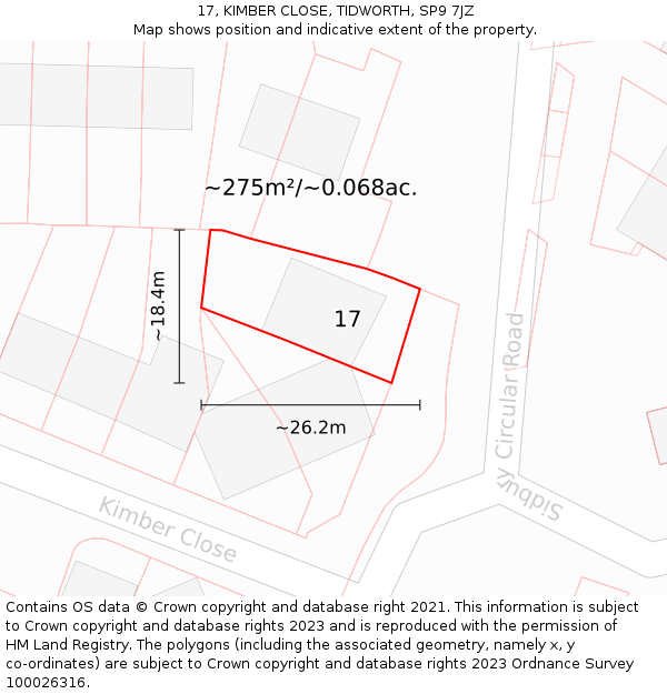 17, KIMBER CLOSE, TIDWORTH, SP9 7JZ: Plot and title map