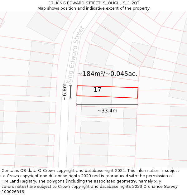 17, KING EDWARD STREET, SLOUGH, SL1 2QT: Plot and title map