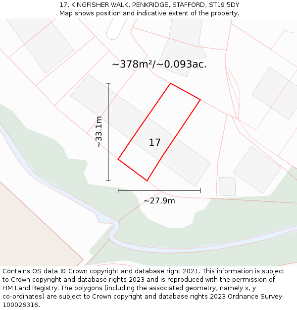 17, KINGFISHER WALK, PENKRIDGE, STAFFORD, ST19 5DY: Plot and title map