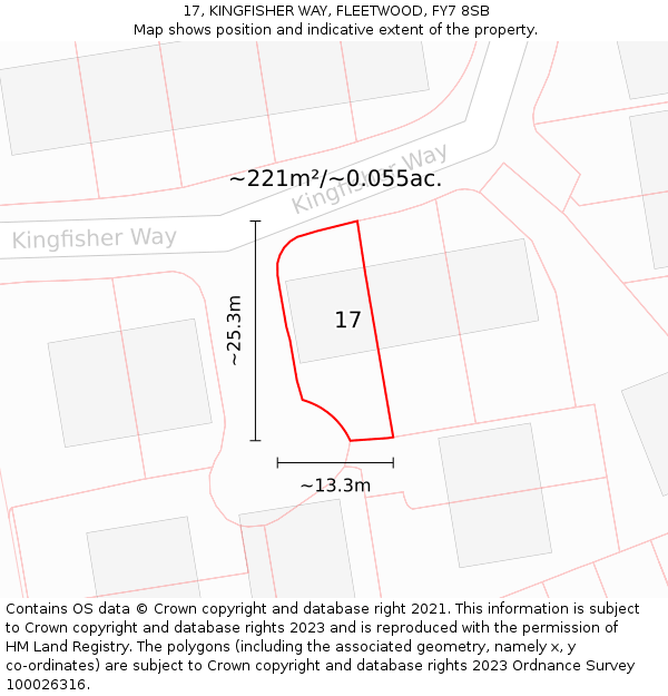 17, KINGFISHER WAY, FLEETWOOD, FY7 8SB: Plot and title map