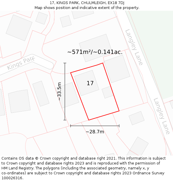 17, KINGS PARK, CHULMLEIGH, EX18 7DJ: Plot and title map