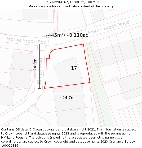 17, KINGSMEAD, LEDBURY, HR8 2LS: Plot and title map