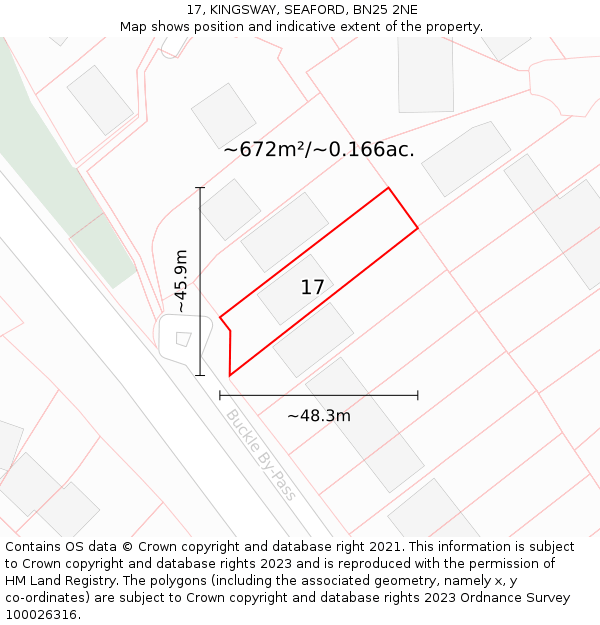 17, KINGSWAY, SEAFORD, BN25 2NE: Plot and title map