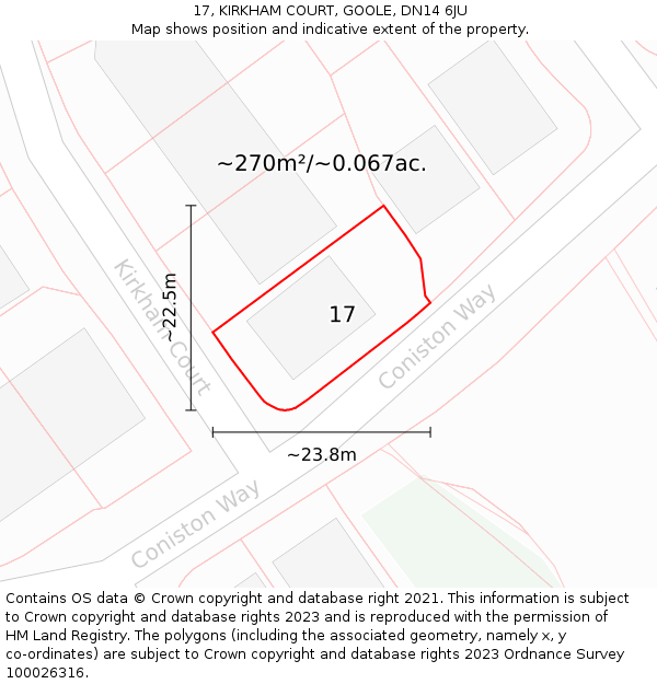 17, KIRKHAM COURT, GOOLE, DN14 6JU: Plot and title map