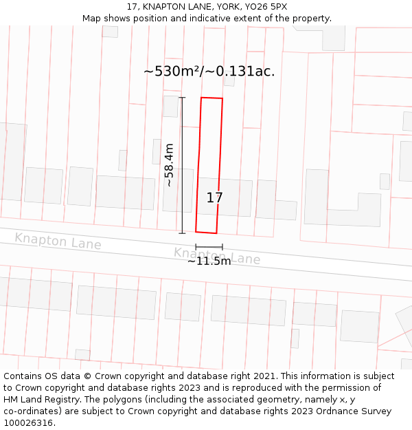 17, KNAPTON LANE, YORK, YO26 5PX: Plot and title map