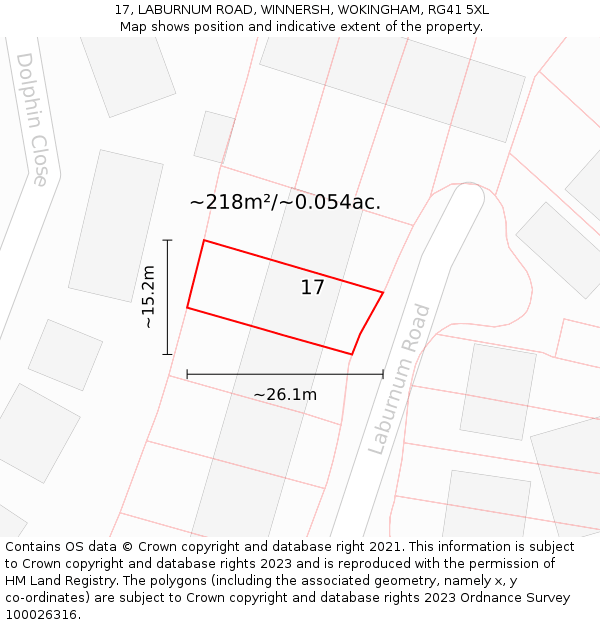 17, LABURNUM ROAD, WINNERSH, WOKINGHAM, RG41 5XL: Plot and title map