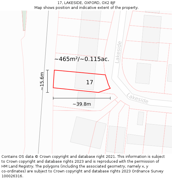 17, LAKESIDE, OXFORD, OX2 8JF: Plot and title map