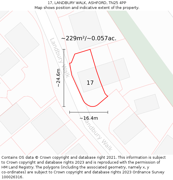 17, LANDBURY WALK, ASHFORD, TN25 4PP: Plot and title map