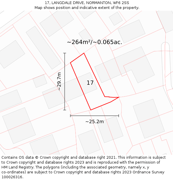 17, LANGDALE DRIVE, NORMANTON, WF6 2SS: Plot and title map