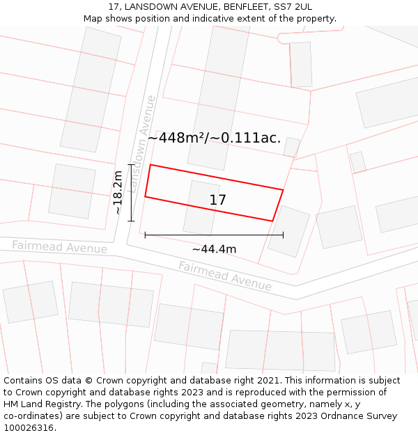 17, LANSDOWN AVENUE, BENFLEET, SS7 2UL: Plot and title map