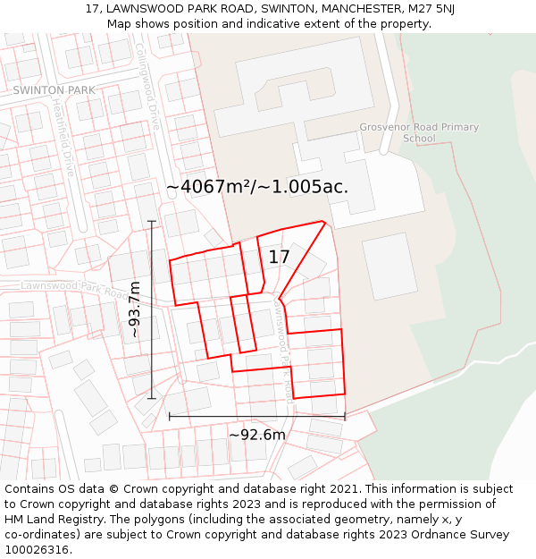 17, LAWNSWOOD PARK ROAD, SWINTON, MANCHESTER, M27 5NJ: Plot and title map