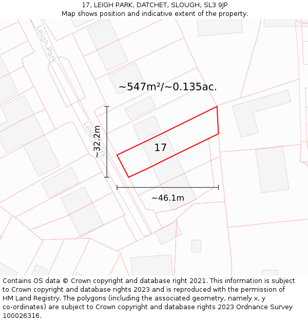 17, LEIGH PARK, DATCHET, SLOUGH, SL3 9JP: Plot and title map