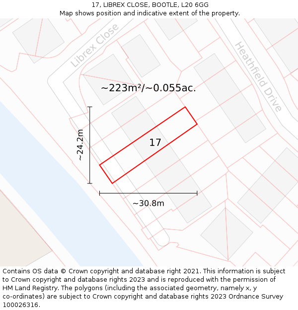 17, LIBREX CLOSE, BOOTLE, L20 6GG: Plot and title map