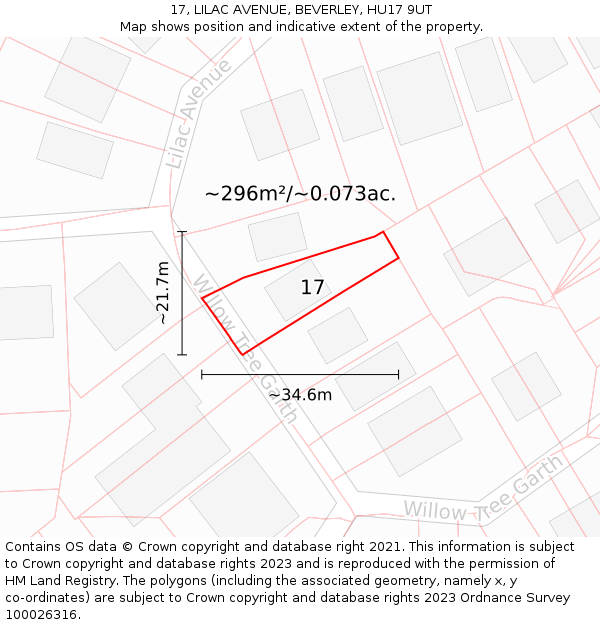 17, LILAC AVENUE, BEVERLEY, HU17 9UT: Plot and title map