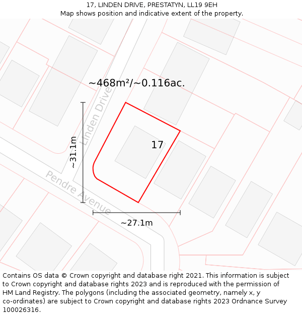 17, LINDEN DRIVE, PRESTATYN, LL19 9EH: Plot and title map
