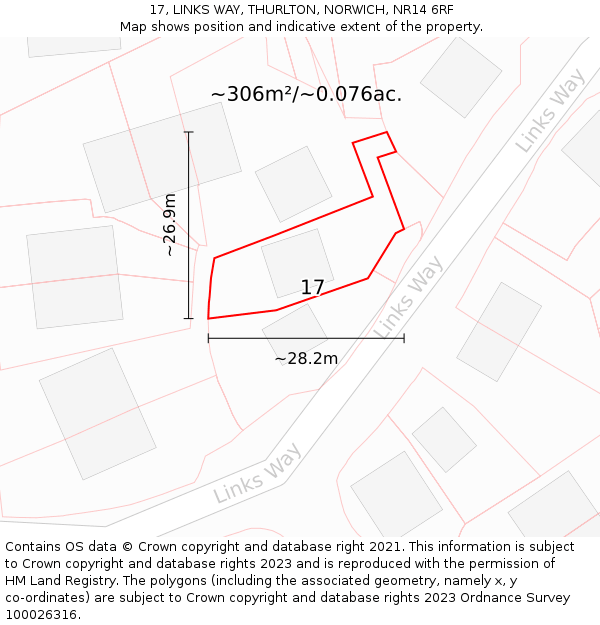 17, LINKS WAY, THURLTON, NORWICH, NR14 6RF: Plot and title map