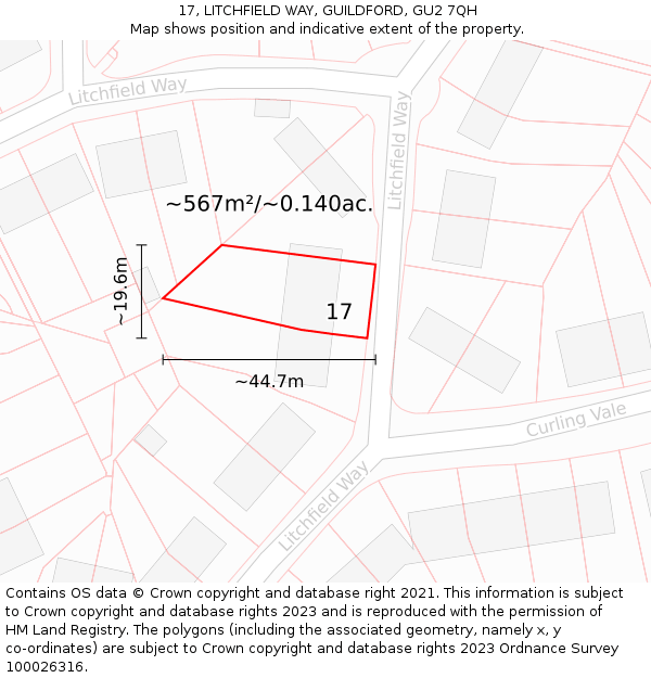 17, LITCHFIELD WAY, GUILDFORD, GU2 7QH: Plot and title map