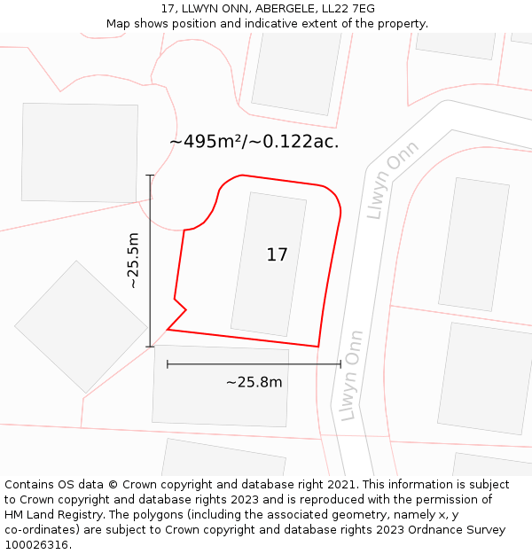 17, LLWYN ONN, ABERGELE, LL22 7EG: Plot and title map