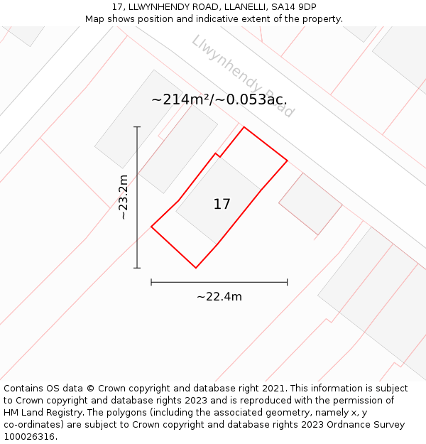 17, LLWYNHENDY ROAD, LLANELLI, SA14 9DP: Plot and title map