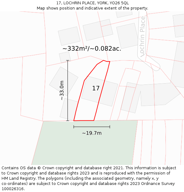 17, LOCHRIN PLACE, YORK, YO26 5QL: Plot and title map