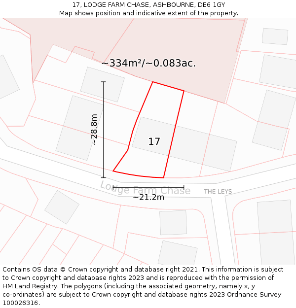 17, LODGE FARM CHASE, ASHBOURNE, DE6 1GY: Plot and title map