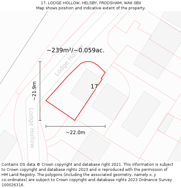 17, LODGE HOLLOW, HELSBY, FRODSHAM, WA6 0BX: Plot and title map