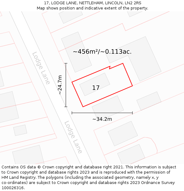 17, LODGE LANE, NETTLEHAM, LINCOLN, LN2 2RS: Plot and title map