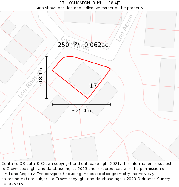 17, LON MAFON, RHYL, LL18 4JE: Plot and title map