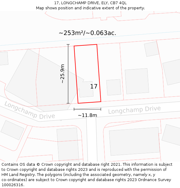 17, LONGCHAMP DRIVE, ELY, CB7 4QL: Plot and title map