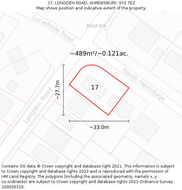 17, LONGDEN ROAD, SHREWSBURY, SY3 7EZ: Plot and title map