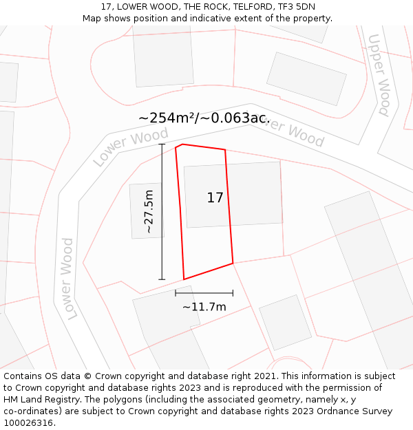 17, LOWER WOOD, THE ROCK, TELFORD, TF3 5DN: Plot and title map