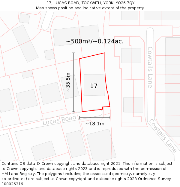 17, LUCAS ROAD, TOCKWITH, YORK, YO26 7QY: Plot and title map