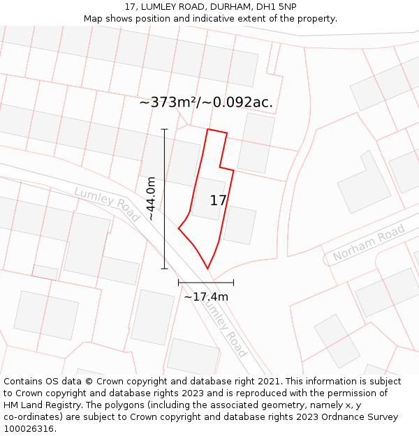 17, LUMLEY ROAD, DURHAM, DH1 5NP: Plot and title map