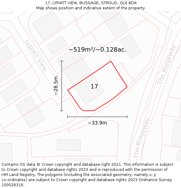 17, LYPIATT VIEW, BUSSAGE, STROUD, GL6 8DA: Plot and title map