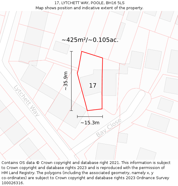 17, LYTCHETT WAY, POOLE, BH16 5LS: Plot and title map