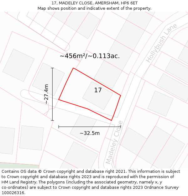 17, MADELEY CLOSE, AMERSHAM, HP6 6ET: Plot and title map