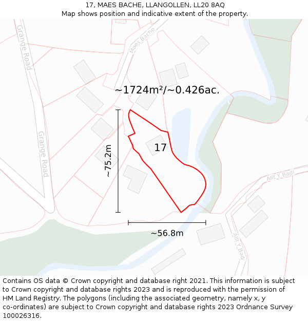 17, MAES BACHE, LLANGOLLEN, LL20 8AQ: Plot and title map