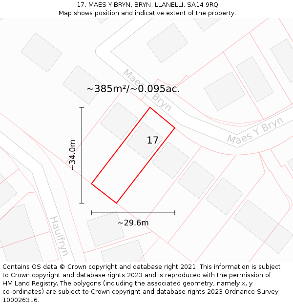 17, MAES Y BRYN, BRYN, LLANELLI, SA14 9RQ: Plot and title map