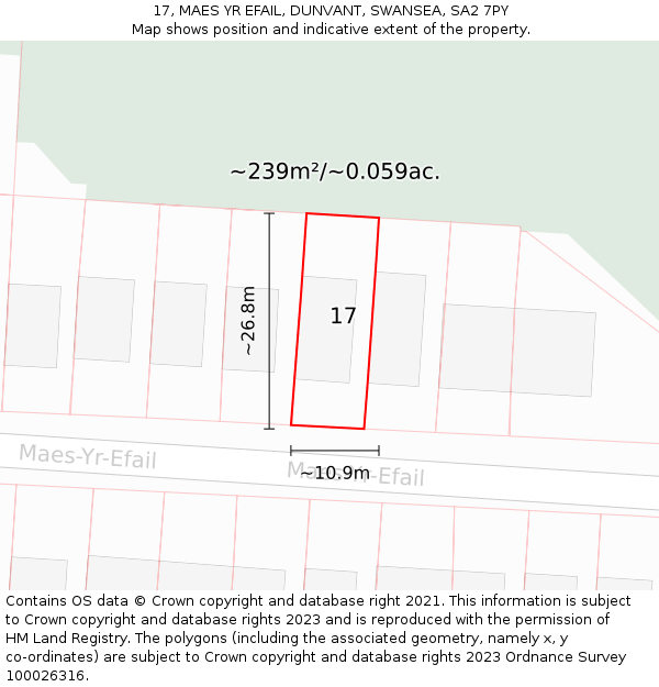 17, MAES YR EFAIL, DUNVANT, SWANSEA, SA2 7PY: Plot and title map