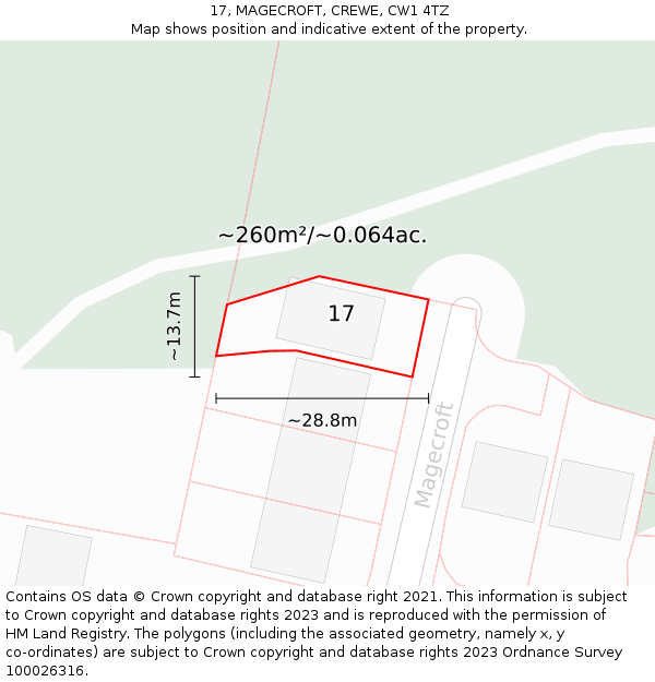 17, MAGECROFT, CREWE, CW1 4TZ: Plot and title map